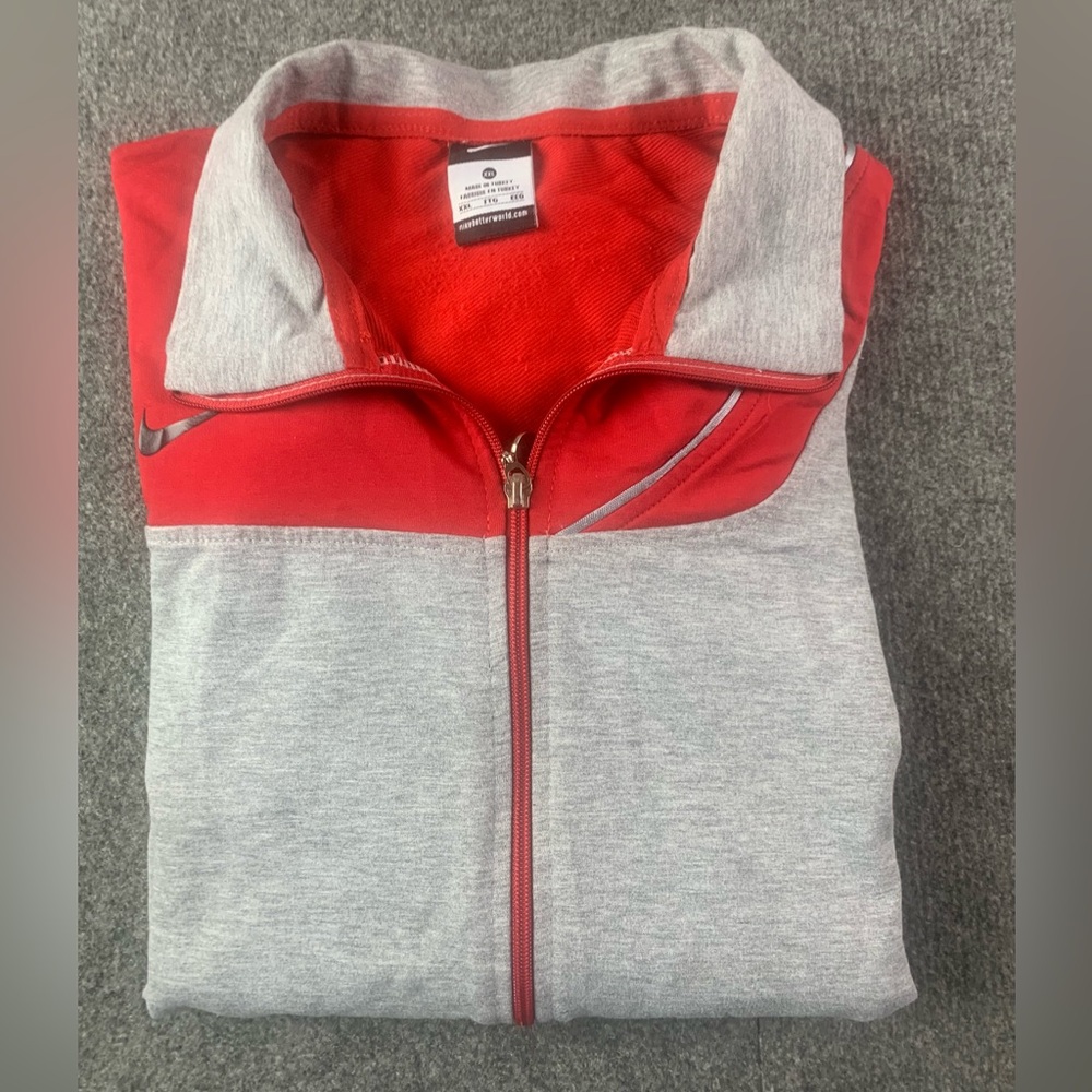 Nike Women’s Vtg Cotton Blend Lon Sleeve Full Zip Track Jacket Size XXL Gray/Red